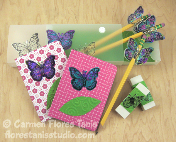 Back To School Glittery Butterfly Pencil Box Set Kool Tak
