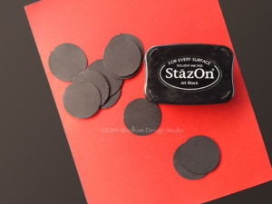 If your color or black sheets have a white center, use Stazon ink in the appropriate color to sponge the edges.